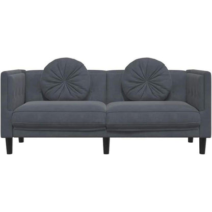 Modernes 2-Sitzer Sofa Dunkelgrau mit Kissen