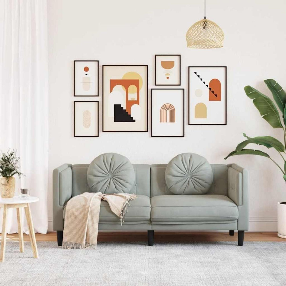 2-Sitzer Sofa Samt Hellgrau – Bequeme Couch für Wohnzimmer