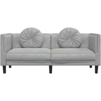 2-Sitzer Sofa Samt Hellgrau – Bequeme Couch für Wohnzimmer