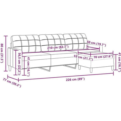 3-Sitzer Sofa mit Hocker, Weinrot – Schlaffunktion & Modernes Design