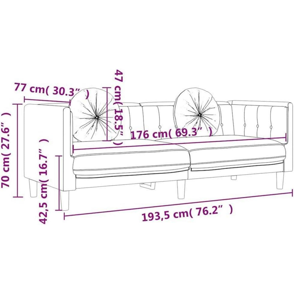 3-Sitzer Samtsofa Rosa – Bequeme Couch für Wohnzimmer