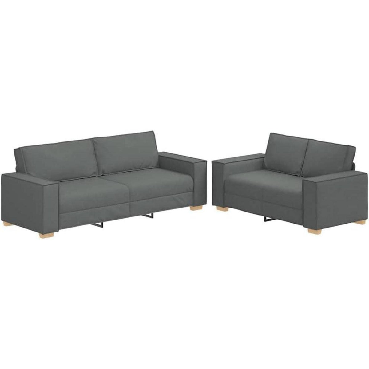 Graues Stoffsofa 2-Sitzer & 3-Sitzer Set – Komfortabel & Robust