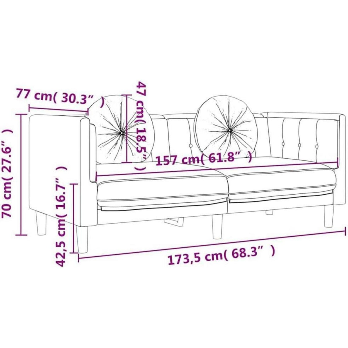 2-Sitzer Samtsofa Weinrot – Modernes Polstersofa für Wohnzimmer