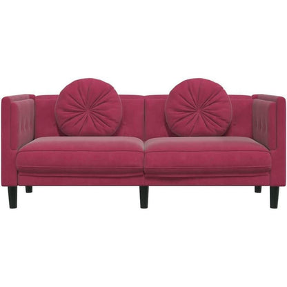 2-Sitzer Samtsofa Weinrot – Modernes Polstersofa für Wohnzimmer