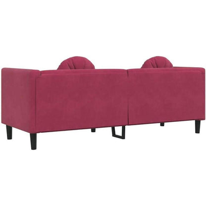 Modernes 3-Sitzer Sofa mit Samtbezug in Weinrot