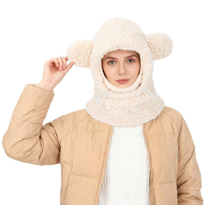 Damen Balaclava mit Bärenohren – Wintermütze, Schal & Maske