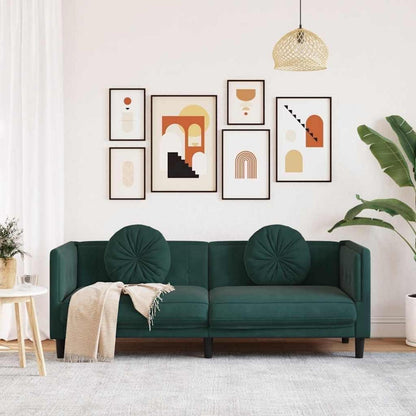 Modernes 3-Sitzer Sofa Dunkelgrün Samt mit Kissen