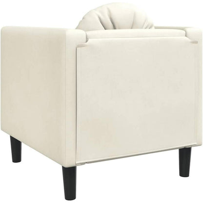 Samt Sofa mit Kissen – Modernes Wohnzimmer Sofa Creme