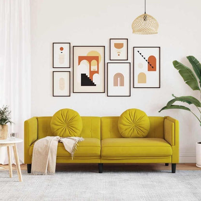 Modernes 3-Sitzer Sofa mit Samtbezug in Gelb