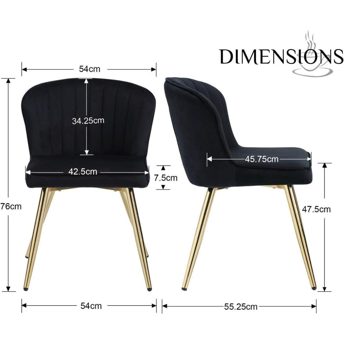 Samt Küchenstühle 4er Set – Moderne Esszimmerstühle Schwarz