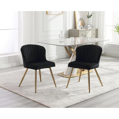 Samt Küchenstühle 4er Set – Moderne Esszimmerstühle Schwarz