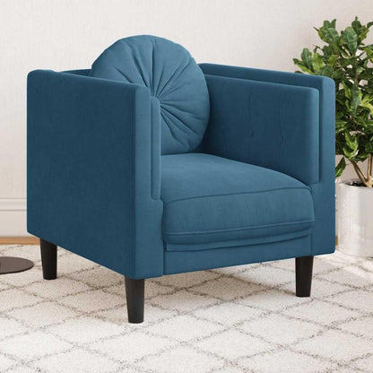 Samt Sofa Blau – Modernes Wohnzimmer Sofa mit Kissen