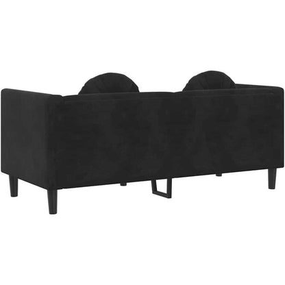 Modernes 2-Sitzer Sofa Schwarz Samt mit Kissen