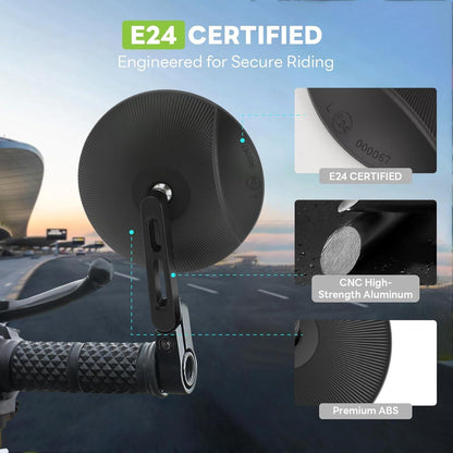Motorrad Spiegel E-Geprüft, 360° Drehbar, Schwarz