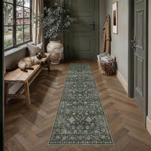 Vintage Teppich Grün 60x240cm - Waschbar & Rutschfest