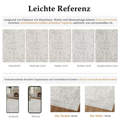 Grauer Vintage Teppich Wohnzimmer 160x230cm – Weich & Rutschfest