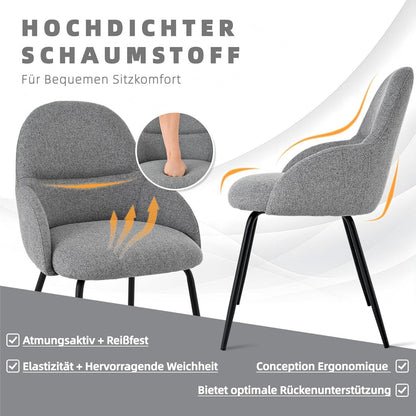 Esszimmerstühle 4er Set mit Armlehne – Hellgrau & Modern
