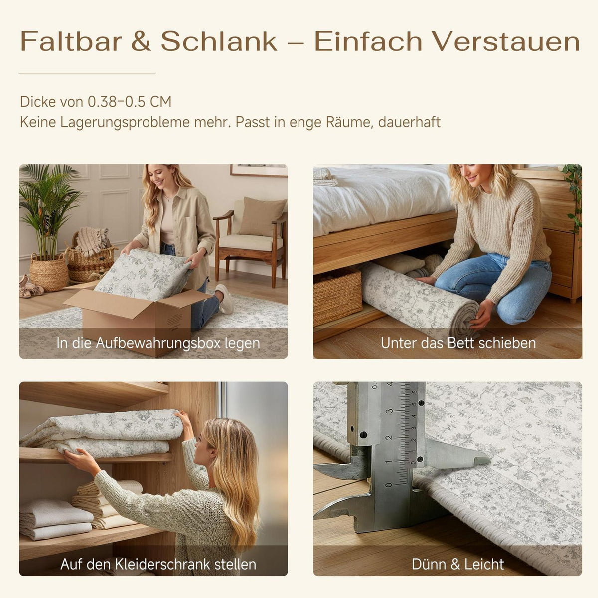 Grauer Vintage Wohnzimmerteppich 240x300cm – Weich & Rutschfest