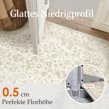 Beiger Wohnteppich 240x300cm – Waschbar & Rutschfest