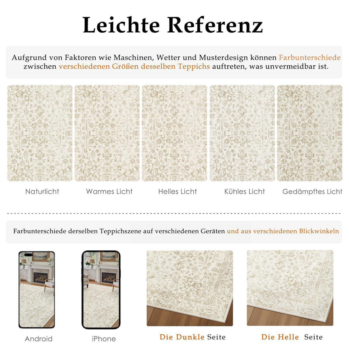 Beiger Wohnteppich 240x300cm – Waschbar & Rutschfest