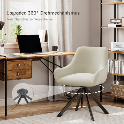 Drehbarer Esszimmerstuhl Set 4er – Samt, Cremeweiß, Modern