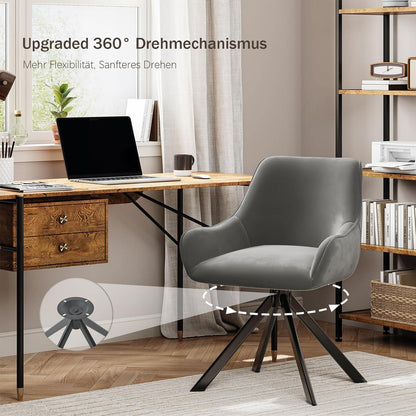 Drehbarer Esszimmerstuhl Set 6er – Samt, Hellgrau, Modern
