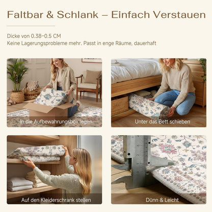 Vintage Läufer Teppich 60x180cm - Waschbar & Rutschfest
