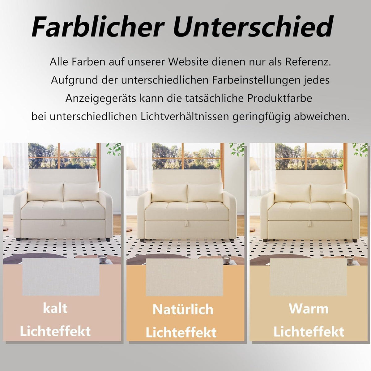 Verstellbares Schlafsofa Beige – 127x75x94cm für kleine Räume
