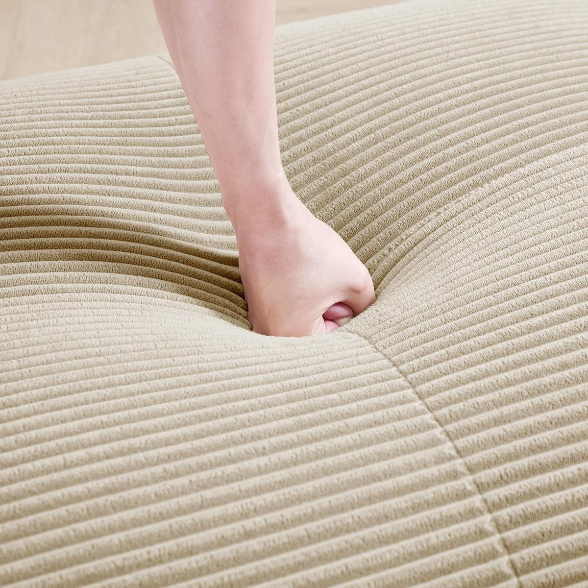 U-förmiges Cord Sofa (4-Sitzer + 2 Hocker) Beige