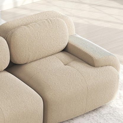 U-förmiges Cord Sofa (4-Sitzer + 2 Hocker) Beige