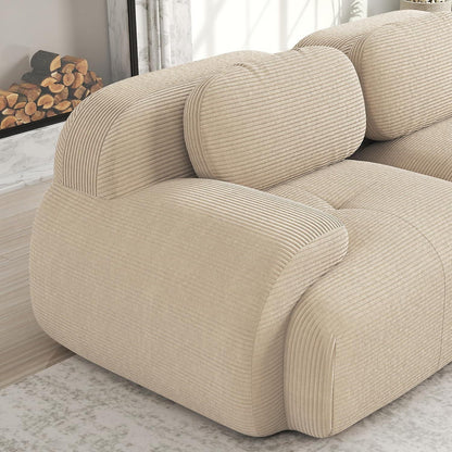 U-förmiges Cord Sofa (4-Sitzer + 2 Hocker) Beige