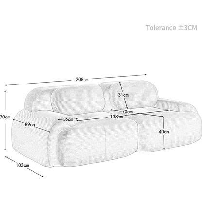 2-Sitzer Sofa Grün – Cord Stoff Couch für Wohnzimmer