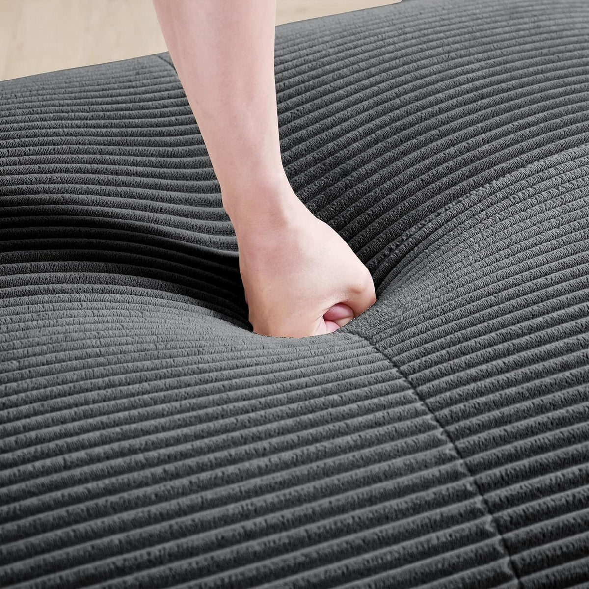4-Sitzer Cord Sofa Grau – Modernes Wohnzimmer Sofa