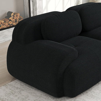 L-Form Sofa Schwarz Cord Stoff – Modulares Couch Sofa für Wohnzimmer