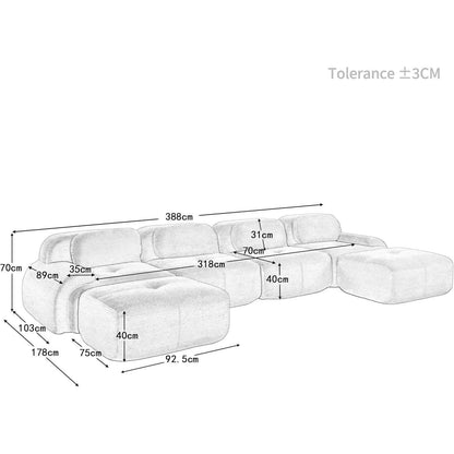 Graues U-förmiges Sofa mit Cordstoff (4-Sitzer + 2 Hocker)