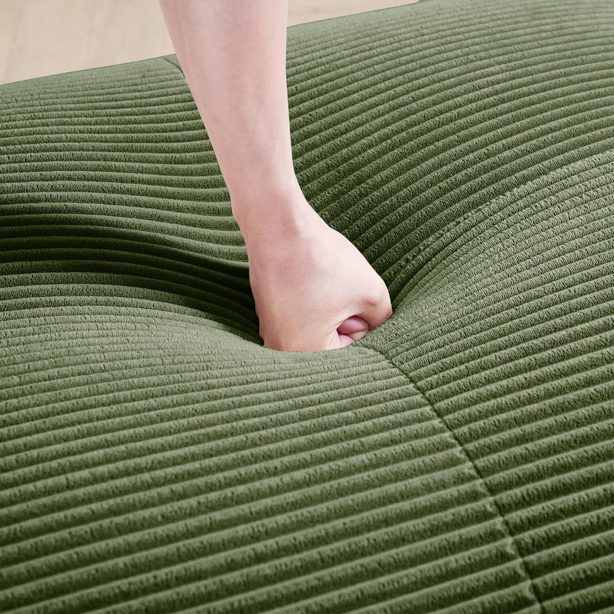 Grünes U-förmiges Sofa mit Cordstoff (4-Sitzer + 2 Hocker)