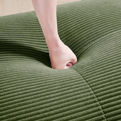 Grünes U-förmiges Sofa mit Cordstoff (4-Sitzer + 2 Hocker)