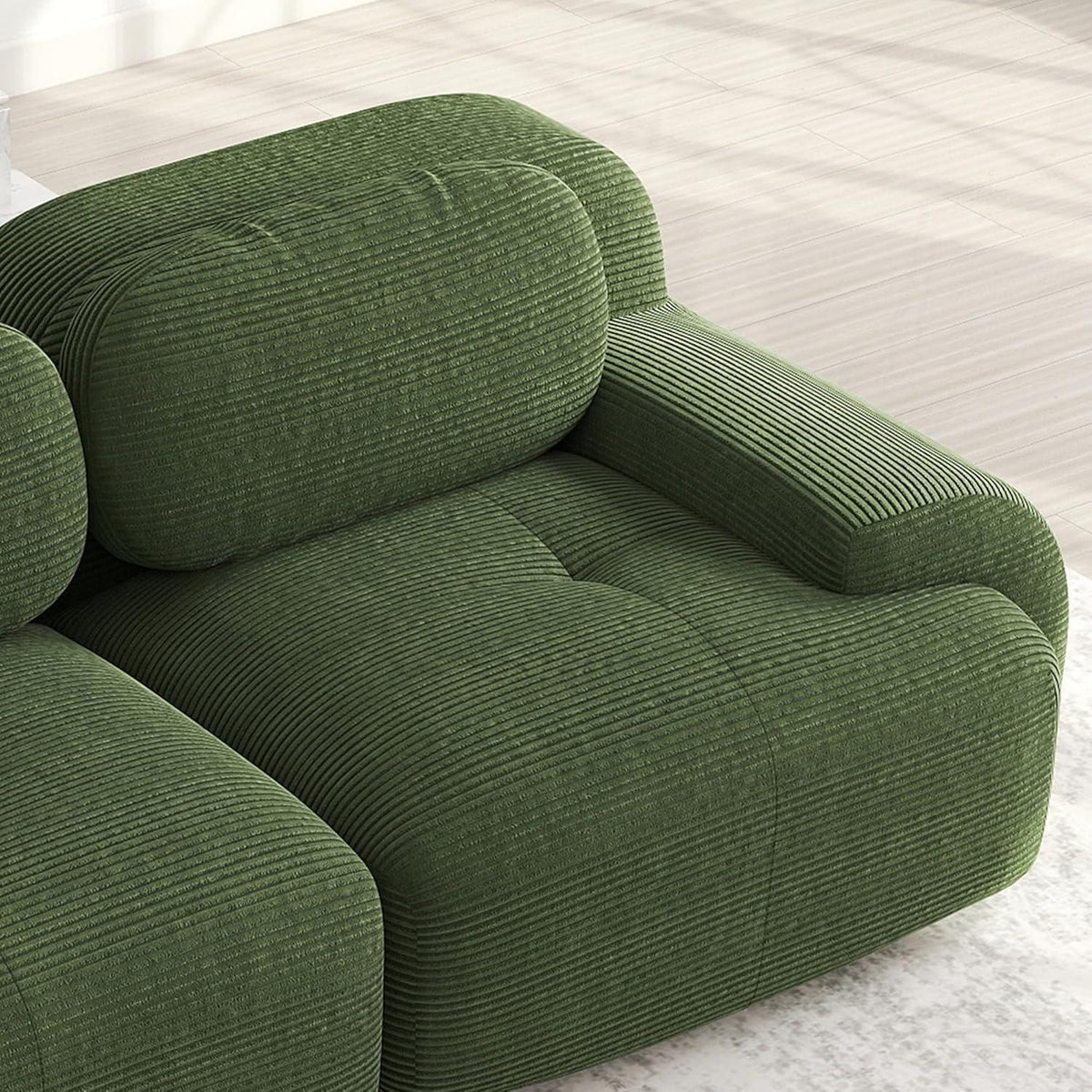 Grünes U-förmiges Sofa mit Cordstoff (4-Sitzer + 2 Hocker)