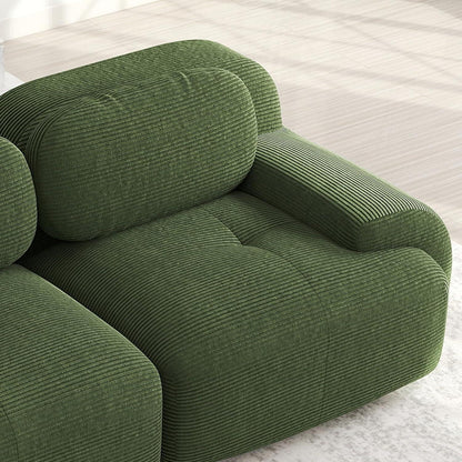 Grünes U-förmiges Sofa mit Cordstoff (4-Sitzer + 2 Hocker)