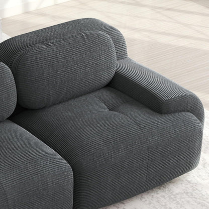 Modulares Sofa 3-6 Sitze Grau mit Hockern – Cord Stoff für Wohnzimmer