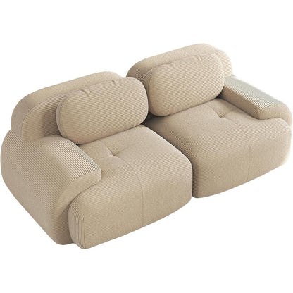 2-Sitzer Sofa Cord Stoff Beige – Wohnzimmer Couch