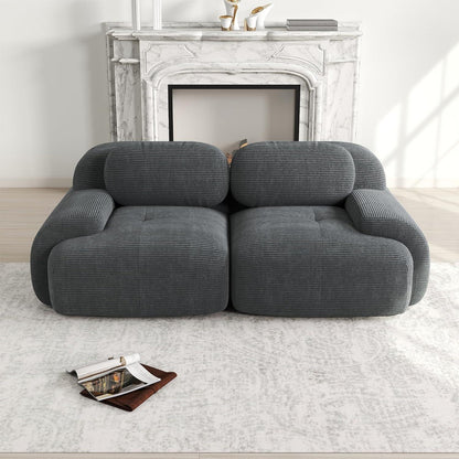 2-Sitzer Sofa Grau – Cord Stoff Couch für Wohnzimmer & Büro