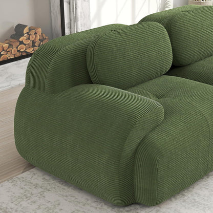 3-6 Sitzer Cord Sofa Grün – Modulares Wohnzimmer Sofa mit Hockern