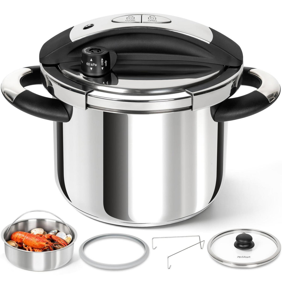 6L Edelstahl Schnellkochtopf 3-in-1 für Induktion