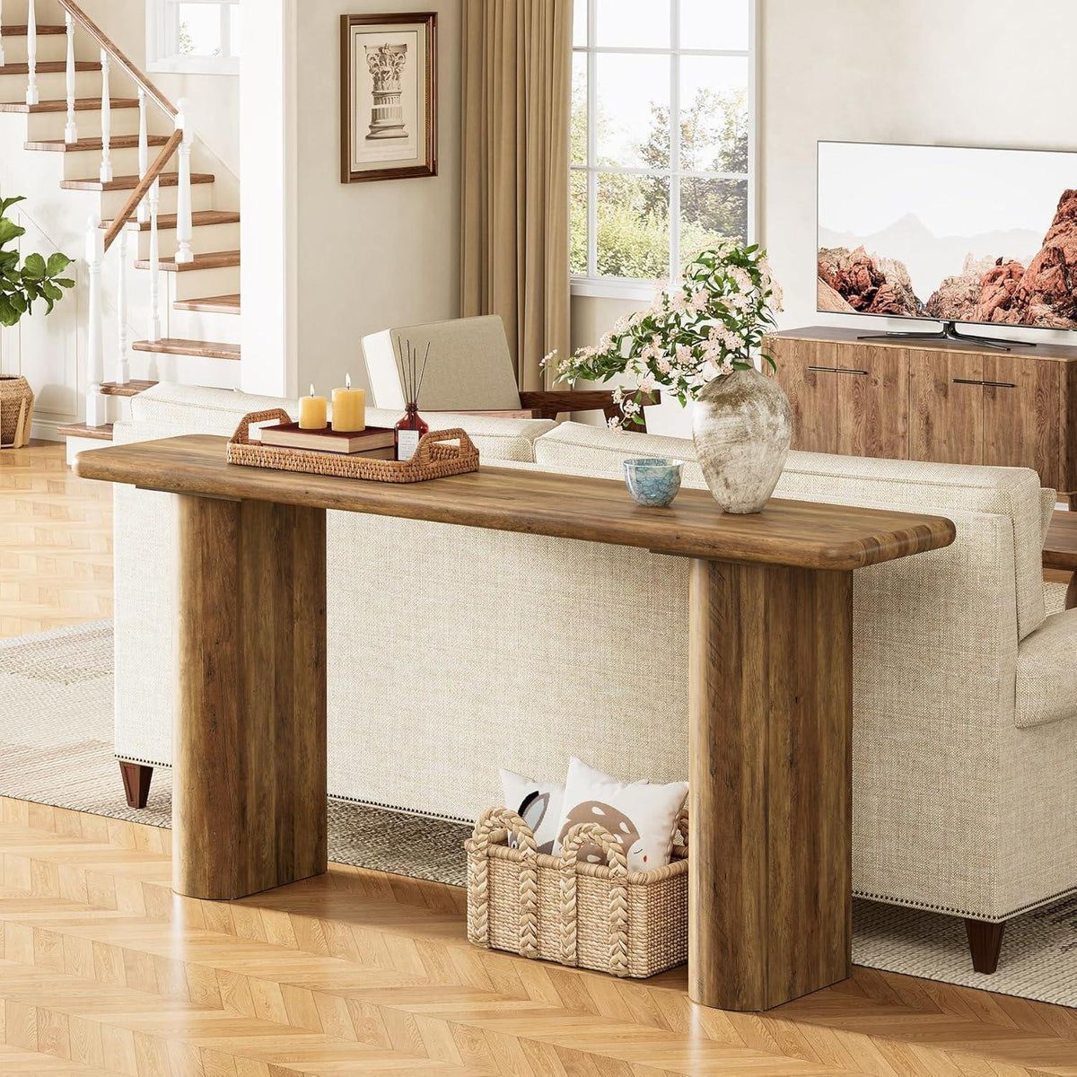 Langer Konsolentisch Holz – Flur & Wohnzimmer | Landhausstil Braun