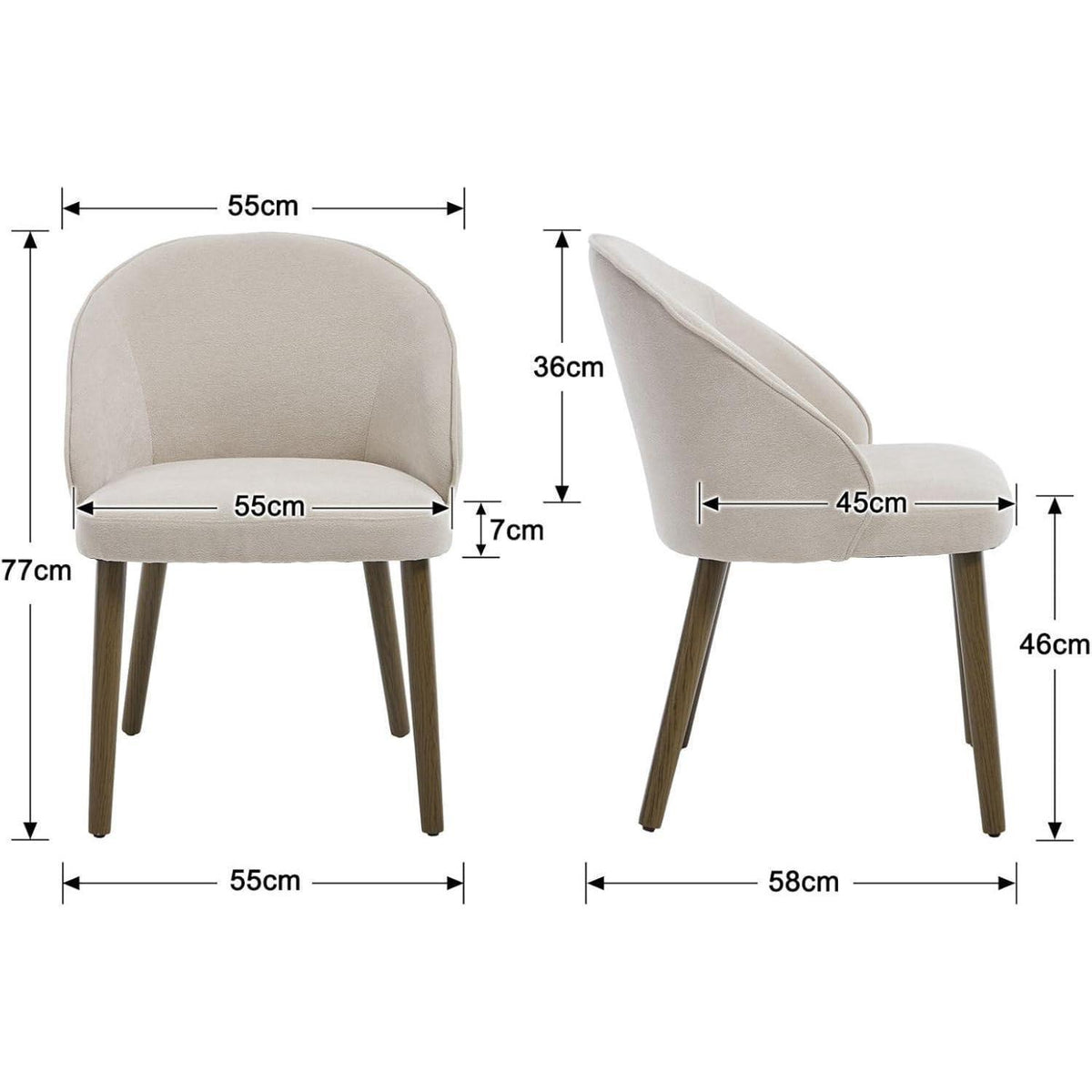 Moderne Esszimmerstühle Set 4 – Beige Polsterstühle mit Holzbeinen