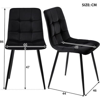 Moderner Esstisch Set Schwarz mit 4 Samtstühlen 140x80cm