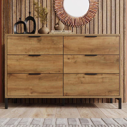 Sideboard Holz mit 6 Schubladen – Kommode für Schlafzimmer & Wohnzimmer