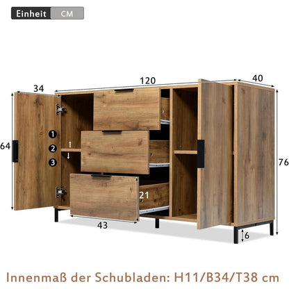 Kommode Holz 2 Türen 3 Schubladen – Sideboard Industrie Stil