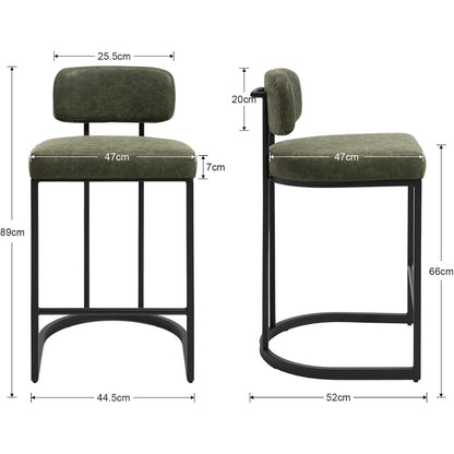 Moderner Barhocker 4er Set in Lederoptik & Metallfuß, Grün